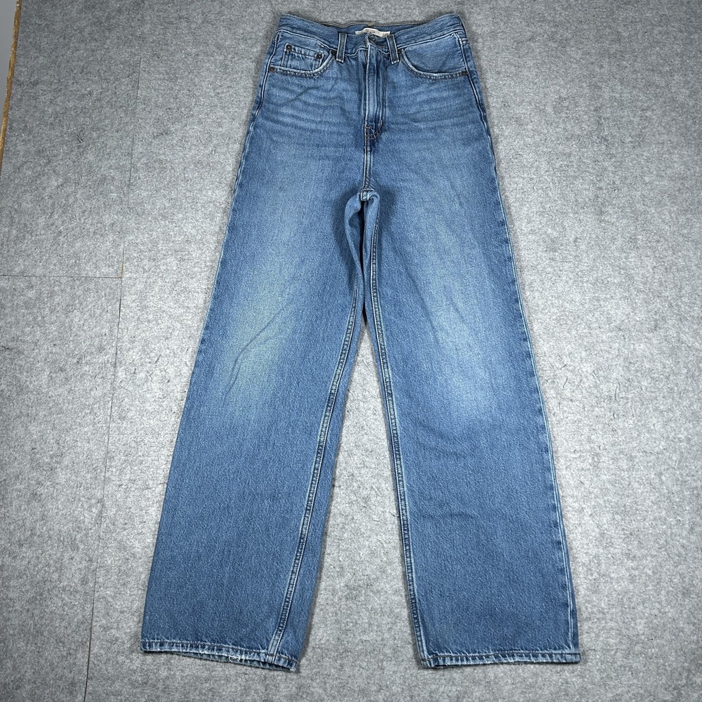 Levi's High Loose Denim Jeans Womens 25(24x29) Medium Blue Wash Wide Leg Hemp